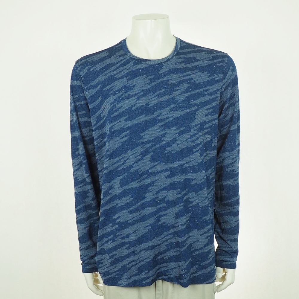 Lululemon Metal Vent Tech Tee Shirt Mens 2XL XXL Blue Camo Fitness Gym Training